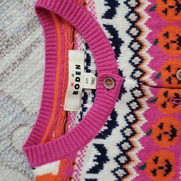 Mini Boden Girls Halloween Fair Isle Button Front Sweater Cardigan Sz6-7 - Picture 3 of 8